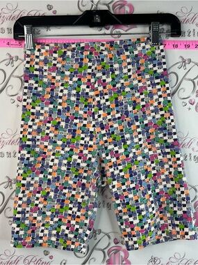 Marika shorts vintage stretchy cubes Multicolor High Waist Patterned cool max